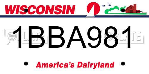 1BBA981 Wisconsin License Plate