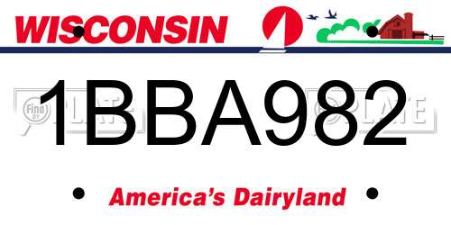 1BBA982 Wisconsin License Plate