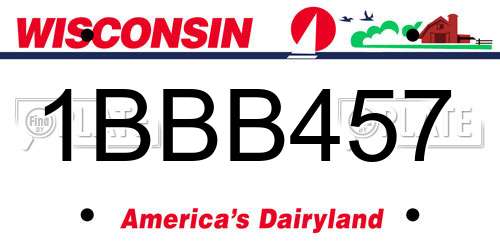 1BBB457 Wisconsin License Plate