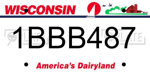 1BBB487 Wisconsin License Plate