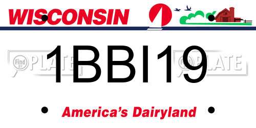 1BBI19 Wisconsin License Plate