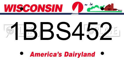 1BBS452 Wisconsin License Plate