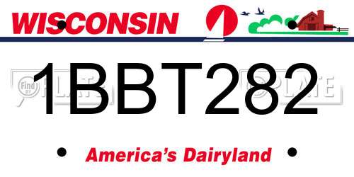 1BBT282 Wisconsin License Plate