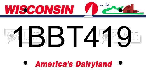 1BBT419 Wisconsin License Plate