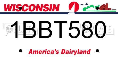 1BBT580 Wisconsin License Plate