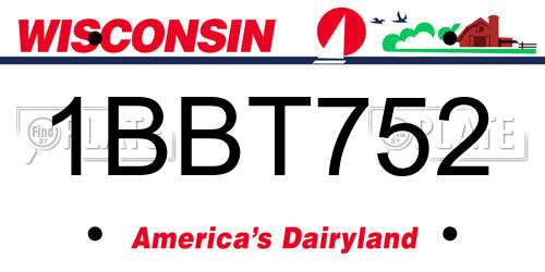 1BBT752 Wisconsin License Plate