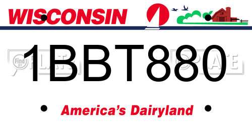 1BBT880 Wisconsin License Plate