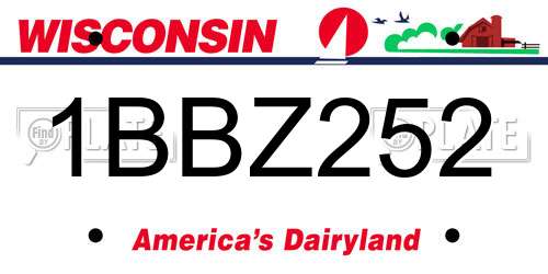 1BBZ252 Wisconsin License Plate