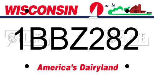 1BBZ282 Wisconsin License Plate