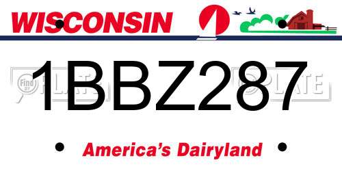 1BBZ287 Wisconsin License Plate