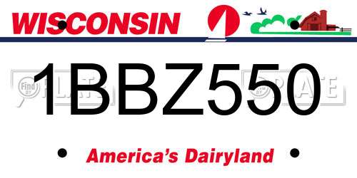 1BBZ550 Wisconsin License Plate