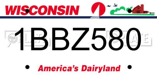 1BBZ580 Wisconsin License Plate