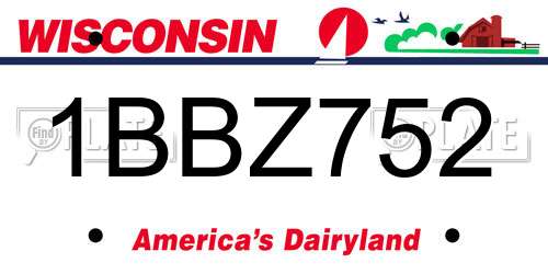 1BBZ752 Wisconsin License Plate