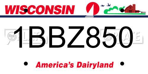 1BBZ850 Wisconsin License Plate