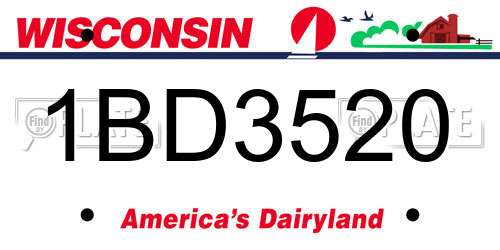 1BD3520 Wisconsin License Plate