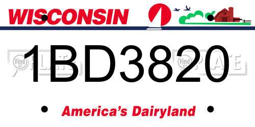 1BD3820 Wisconsin License Plate