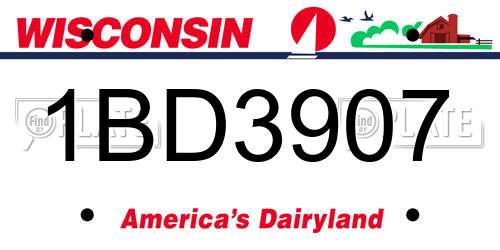 1BD3907 Wisconsin License Plate