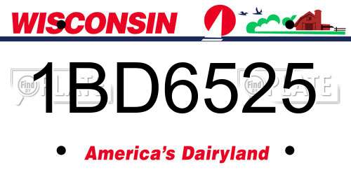 1BD6525 Wisconsin License Plate