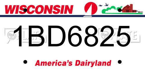 1BD6825 Wisconsin License Plate