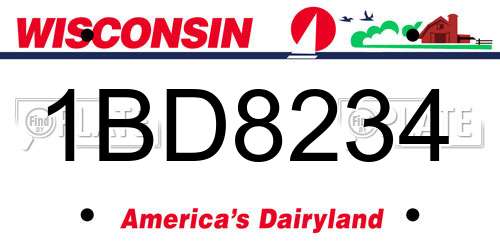 1BD8234 Wisconsin License Plate