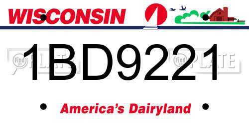 1BD9221 Wisconsin License Plate