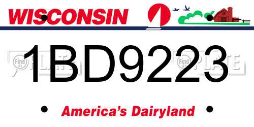 1BD9223 Wisconsin License Plate