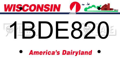 1BDE820 Wisconsin License Plate