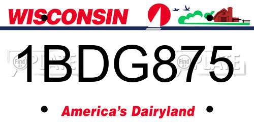 1BDG875 Wisconsin License Plate