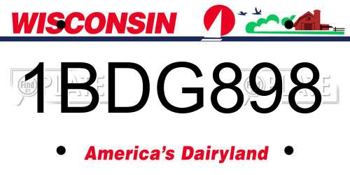 1BDG898 Wisconsin License Plate