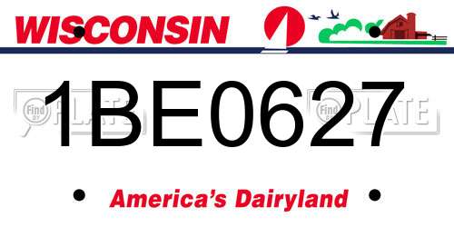 1BE0627 Wisconsin License Plate