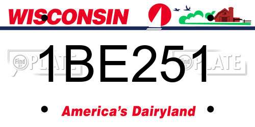 1BE251 Wisconsin License Plate