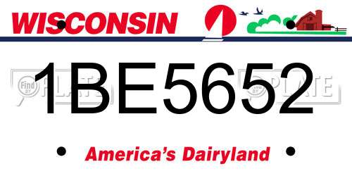 1BE5652 Wisconsin License Plate
