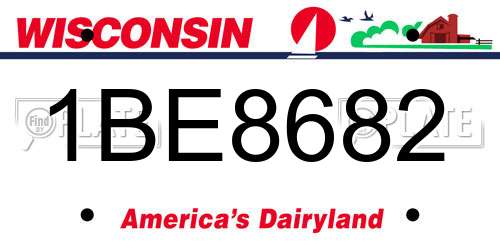 1BE8682 Wisconsin License Plate