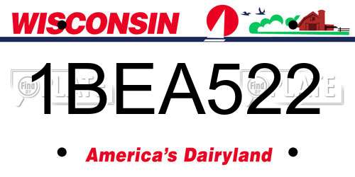 1BEA522 Wisconsin License Plate