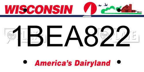 1BEA822 Wisconsin License Plate