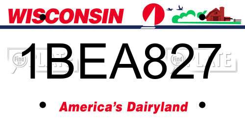 1BEA827 Wisconsin License Plate