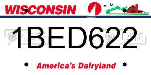 1BED622 Wisconsin License Plate