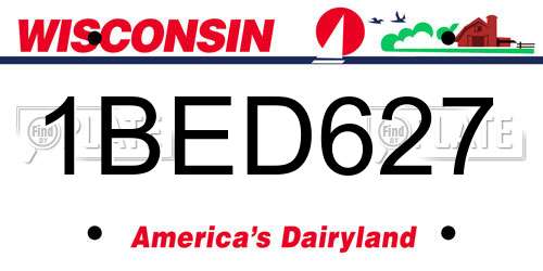 1BED627 Wisconsin License Plate