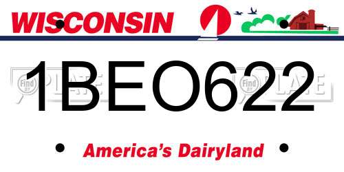 1BEO622 Wisconsin License Plate
