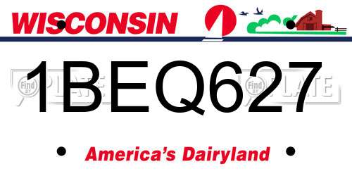 1BEQ627 Wisconsin License Plate