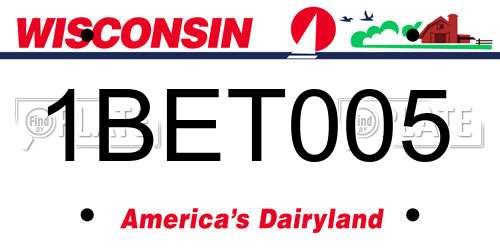 1BET005 Wisconsin License Plate