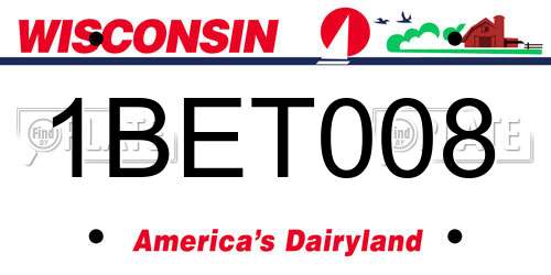 1BET008 Wisconsin License Plate