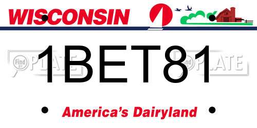 1BET81 Wisconsin License Plate