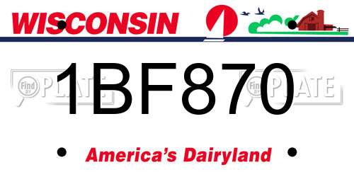 1BF870 Wisconsin License Plate