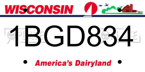 1BGD834 Wisconsin License Plate