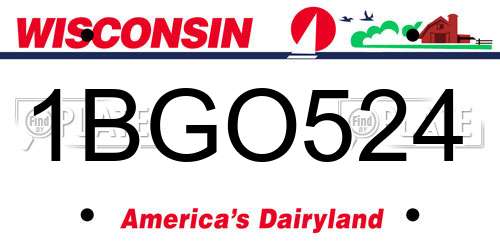 1BGO524 Wisconsin License Plate
