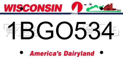 1BGO534 Wisconsin License Plate
