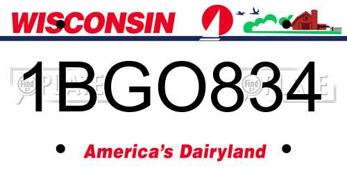 1BGO834 Wisconsin License Plate