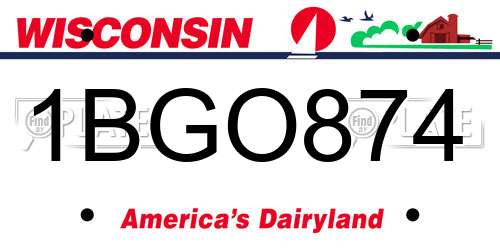 1BGO874 Wisconsin License Plate