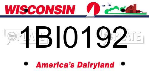 1BI0192 Wisconsin License Plate